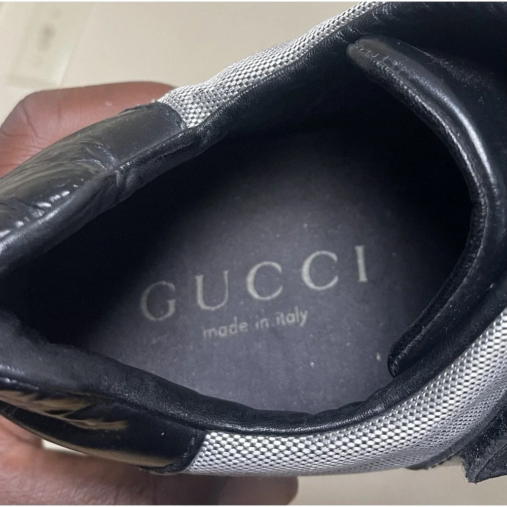 Gucci Sport Square Toe Strap Shoes Black Grey Leather Canvas Tom Ford Mens 9.5